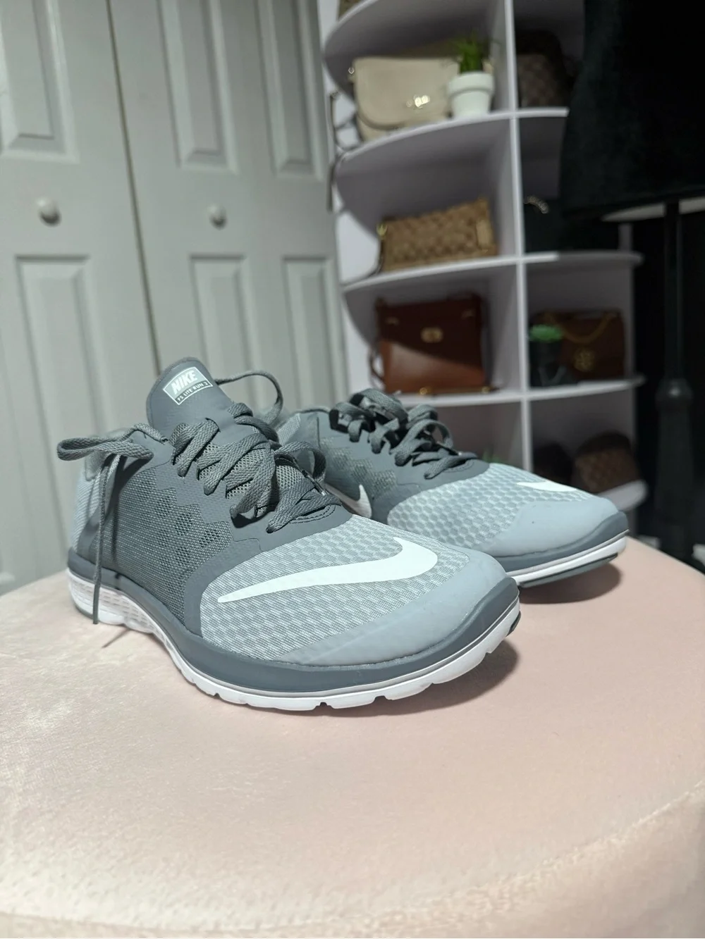 Nike Men’s Gray and White Athletic Training Sneakers